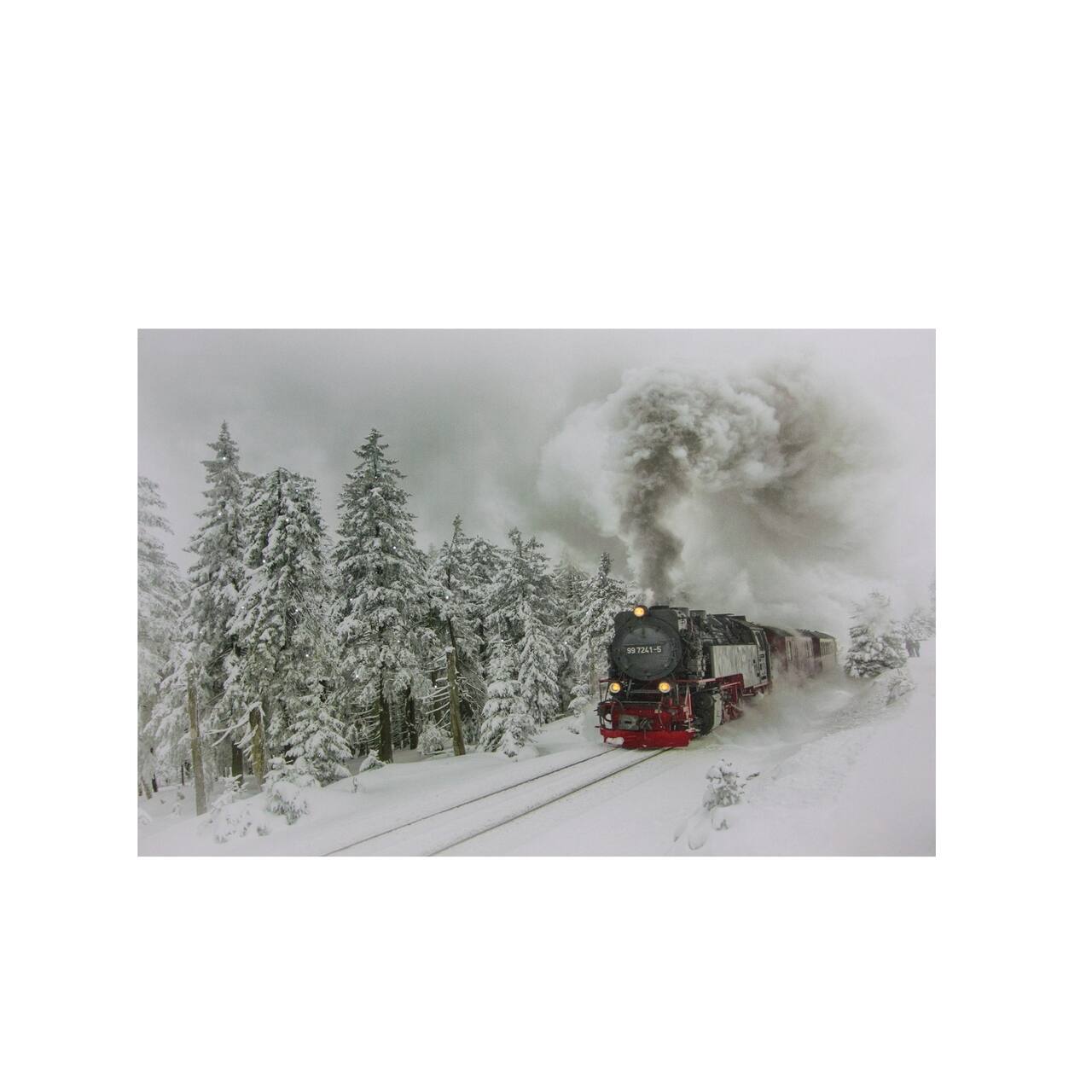 Winter Woods Train Fiber Optic &#x26; LED Lighted Canvas Wall Art